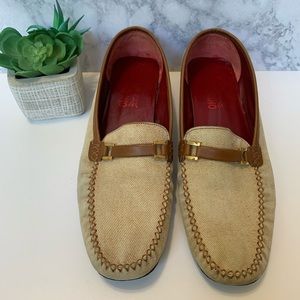 Salvatore Ferragamo tan suede driving loafers